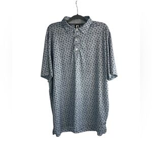 FootJoy FJ Men’s Golf Polo Shirt XL Gray  Blue Geometric Performance Stretch